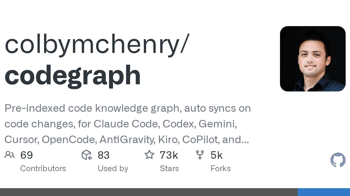 Pre-indexed code knowledge graph, auto syncs on code changes, for Claude Code, Codex, Gemini, Cursor, OpenCode, AntiGravity, Kiro, CoPilot, and Hermes Agent — fewer tokens, fewer tool calls, 100% l...