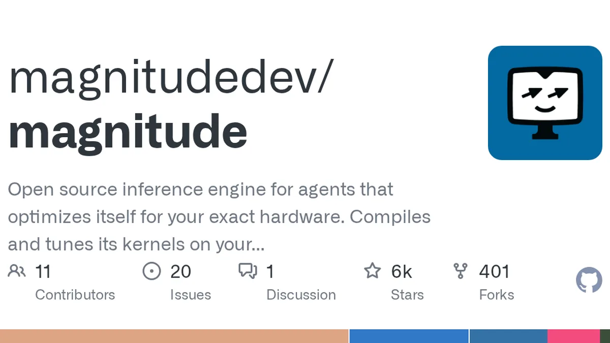 Open source inference engine for agents that optimizes itself for your exact hardware. Compiles and tunes its kernels on your device, so open models run up to 2x faster than llama.cpp. Works on App...