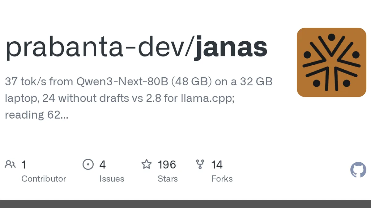 37 tok/s from Qwen3-Next-80B (48 GB) on a 32 GB laptop, 24 without drafts vs 2.8 for llama.cpp; reading 62 vs 16 tok/s. Faster than llama.cpp on all 13 models compared in Q4_K_M. LLMs bigger than y...