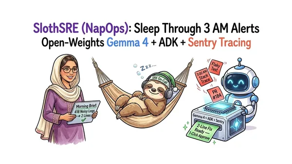 SlothSRE (NapOps): An Overnight Gemma 4 & ADK Agent That Compresses 418 Lines of 3 AM Alerts into a 2-Line Morning Digest