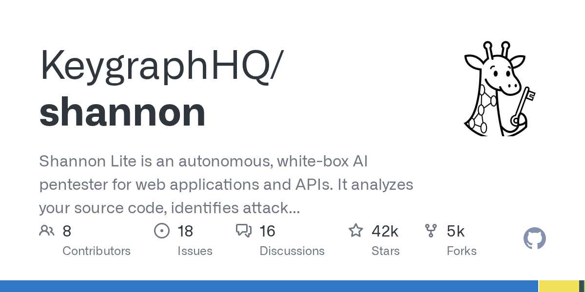 Shannon Lite is an autonomous, white-box AI pentester for web applications and APIs. It analyzes your source code, identifies attack vectors, and executes real exploits to prove vulnerabilities bef...