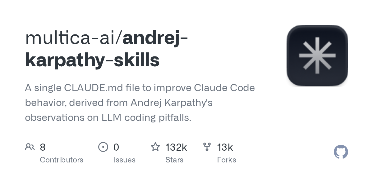 A single CLAUDE.md file to improve Claude Code behavior, derived from Andrej Karpathy's observations on LLM coding pitfalls. - multica-ai/andrej-karpathy-skills