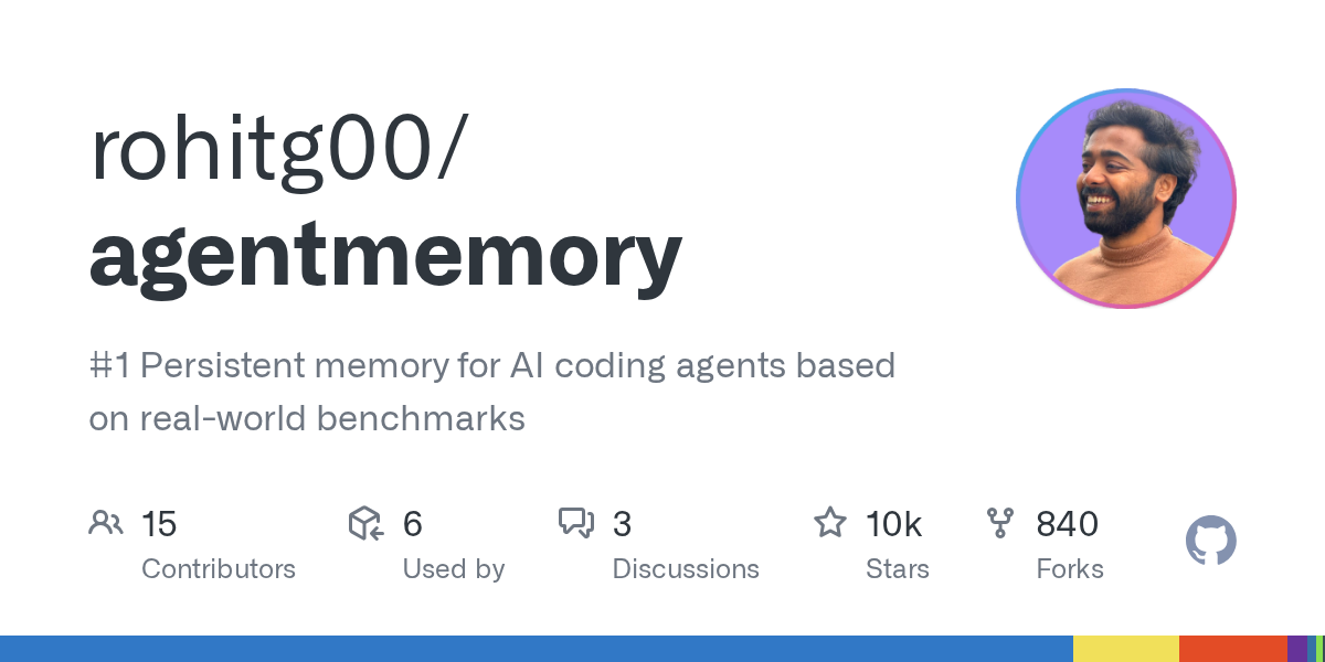 #1 Persistent memory for AI coding agents based on real-world benchmarks - rohitg00/agentmemory