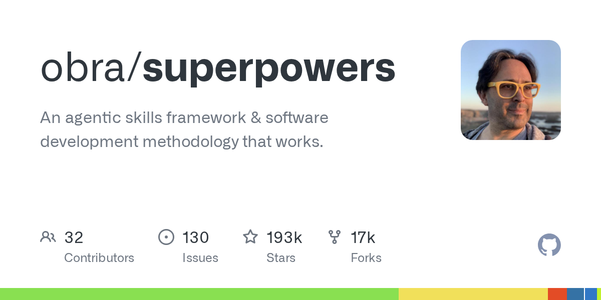 An agentic skills framework & software development methodology that works. - obra/superpowers