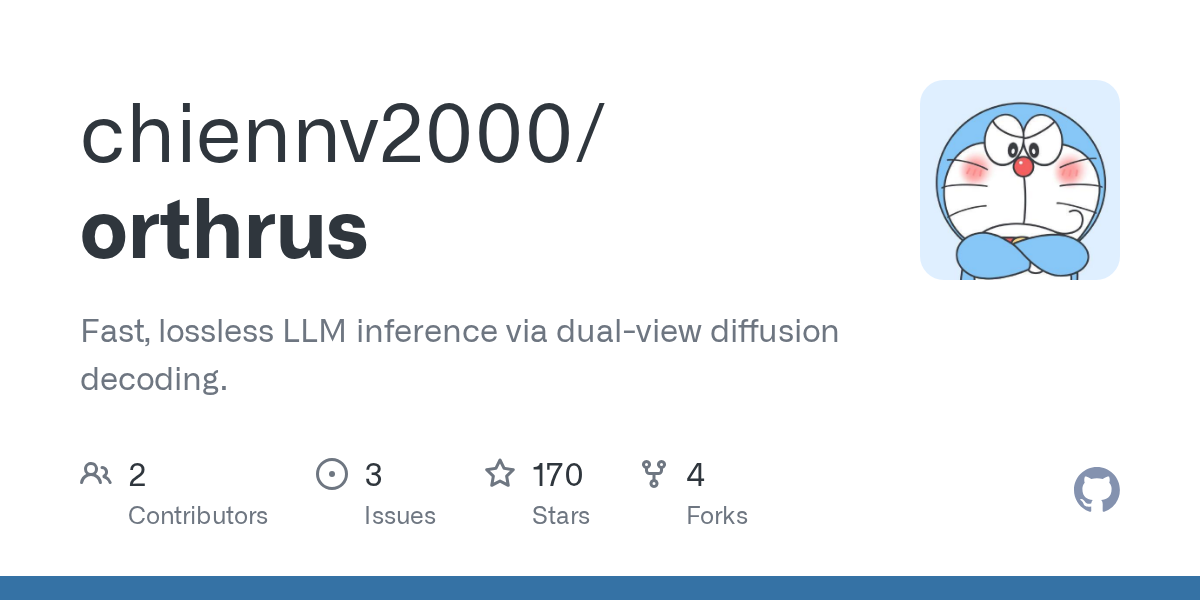 Fast, lossless LLM inference via dual-view diffusion decoding. - chiennv2000/orthrus