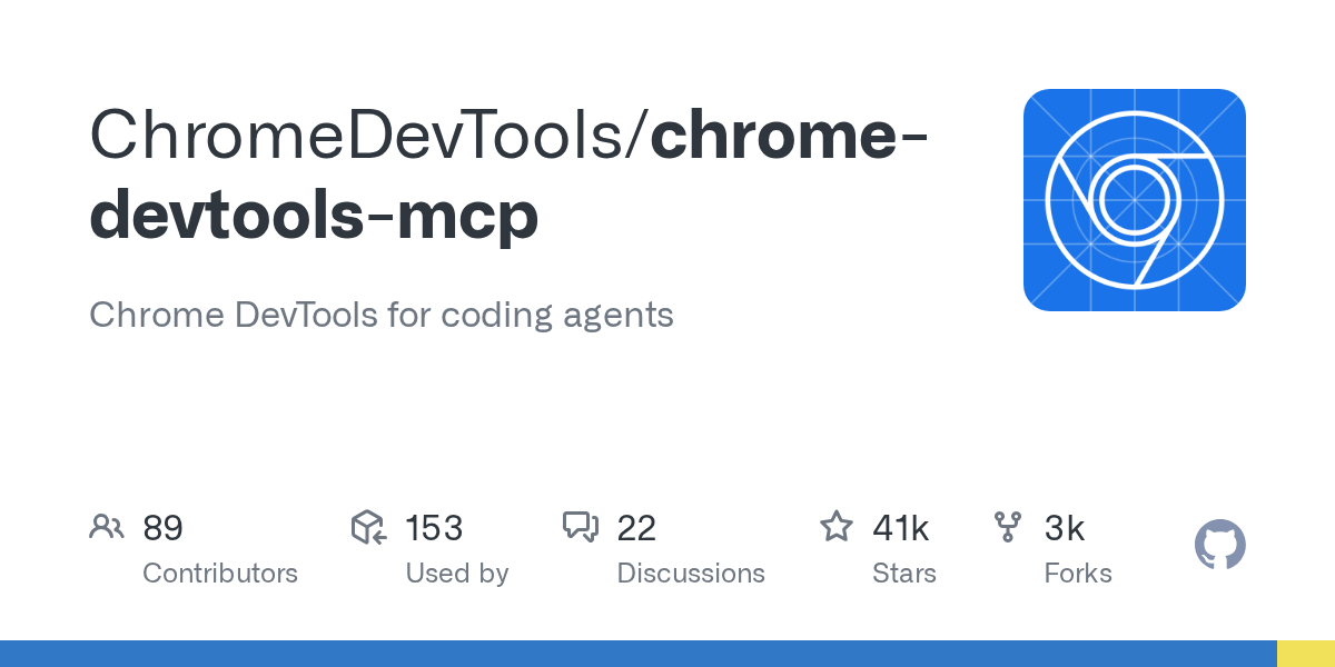 Chrome DevTools for coding agents. Contribute to ChromeDevTools/chrome-devtools-mcp development by creating an account on GitHub.